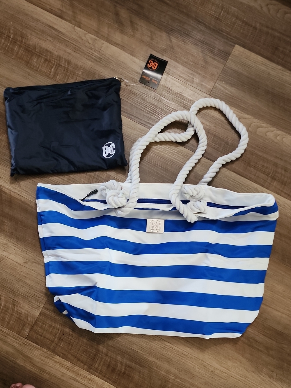 Navy & White Striped Tote Bag
